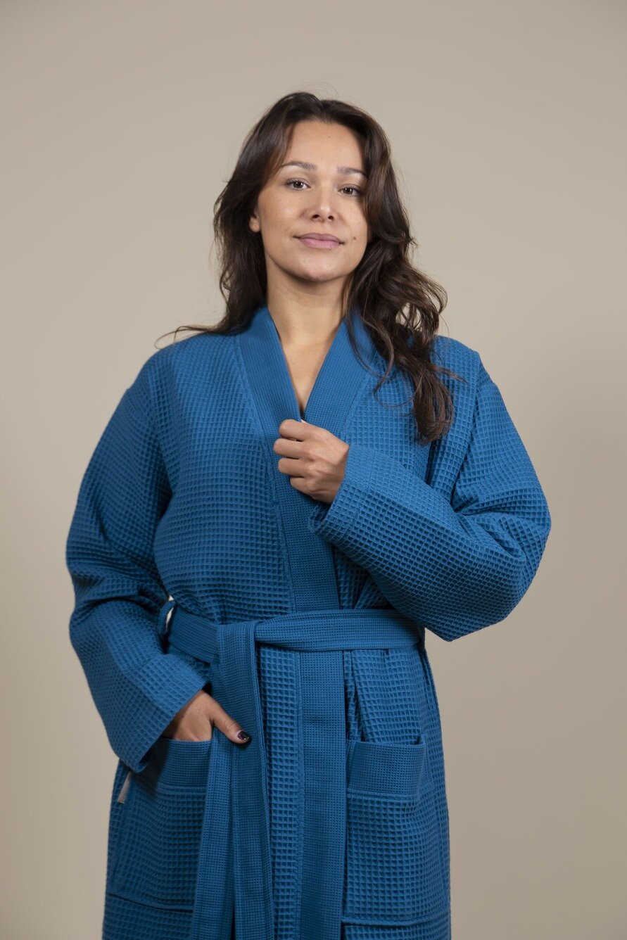 Badjas Dames Kimono Azur Blauw