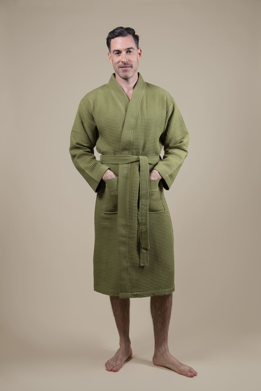 Badjas Heren Kimono Olijf Groen